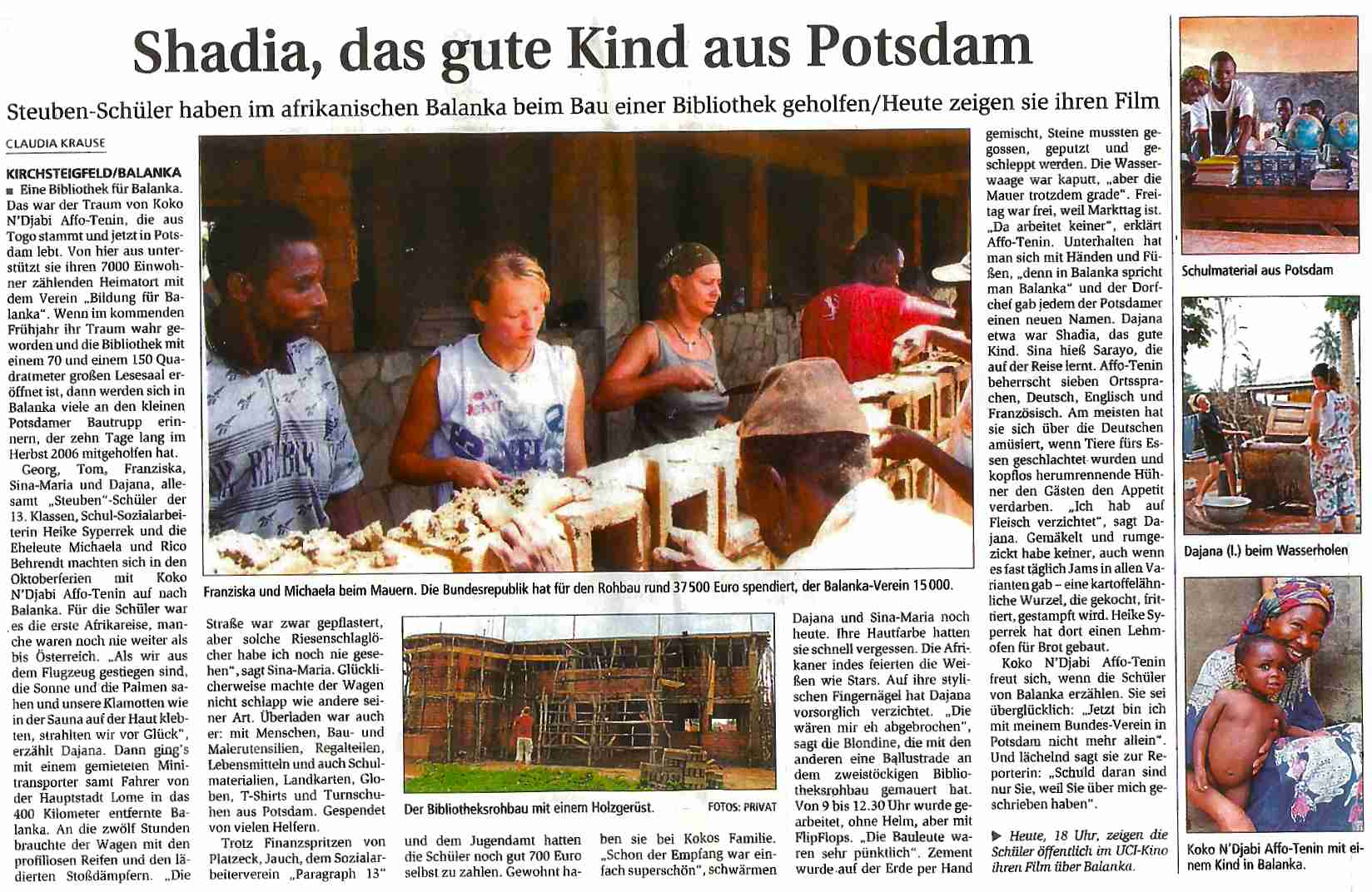 Märkische Allgemeine Zeitung: Shadia, das gute Kind aus Potsdam